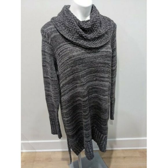 Sympli Womens Size Large Sweater Dress Pullover Gray Cowl Neck Side Slits Canada - Picture 3 of 10